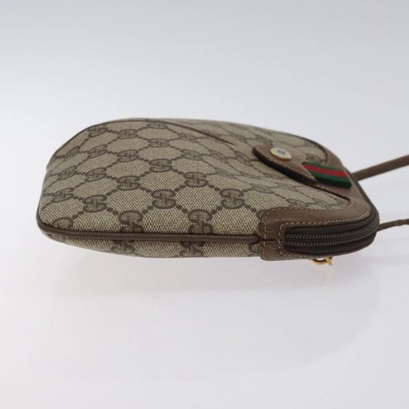 GUCCI GG Supreme Web Sherry Line Bag PVC Beige Gold - Picture 4 of 16